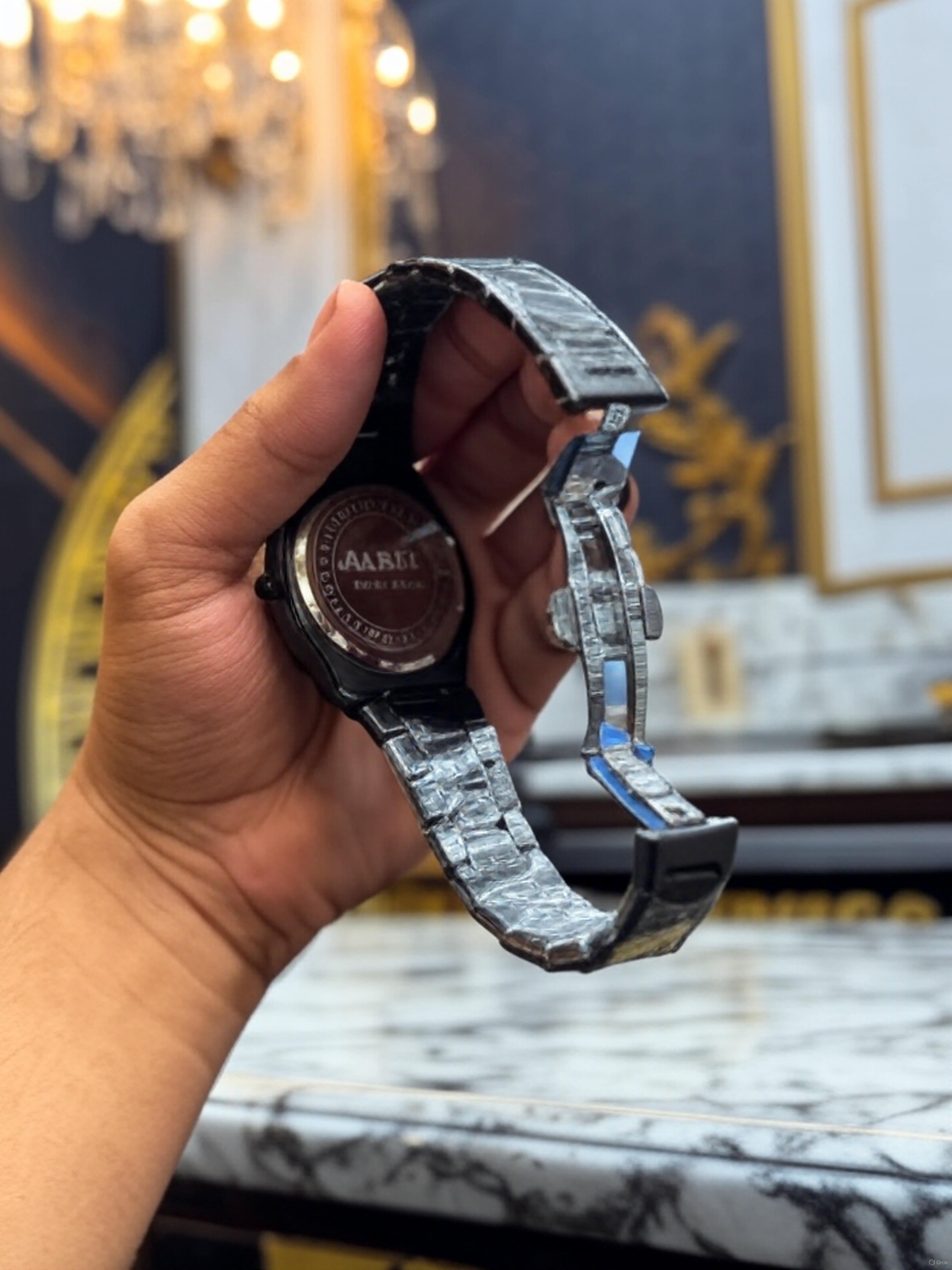 AOKTA Arabic Dial Black Stainless Steel Watch