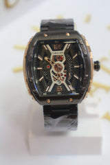 Tubular Model: Looks like a Skeleton Dial Analog Watch BLACK GOLD LOOK