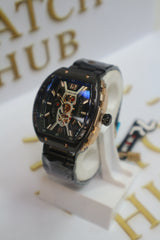Tubular Model: Looks like a Skeleton Dial Analog Watch BLACK GOLD LOOK