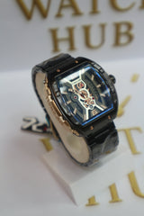 Tubular Model: Looks like a Skeleton Dial Analog Watch BLACK GOLD LOOK