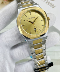 BESTWIN Luxury Two-Tone Stainless Steel Wristwatch with Date Display