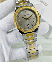 BESTWIN Luxury Two-Tone Stainless Steel Wristwatch with Date Display