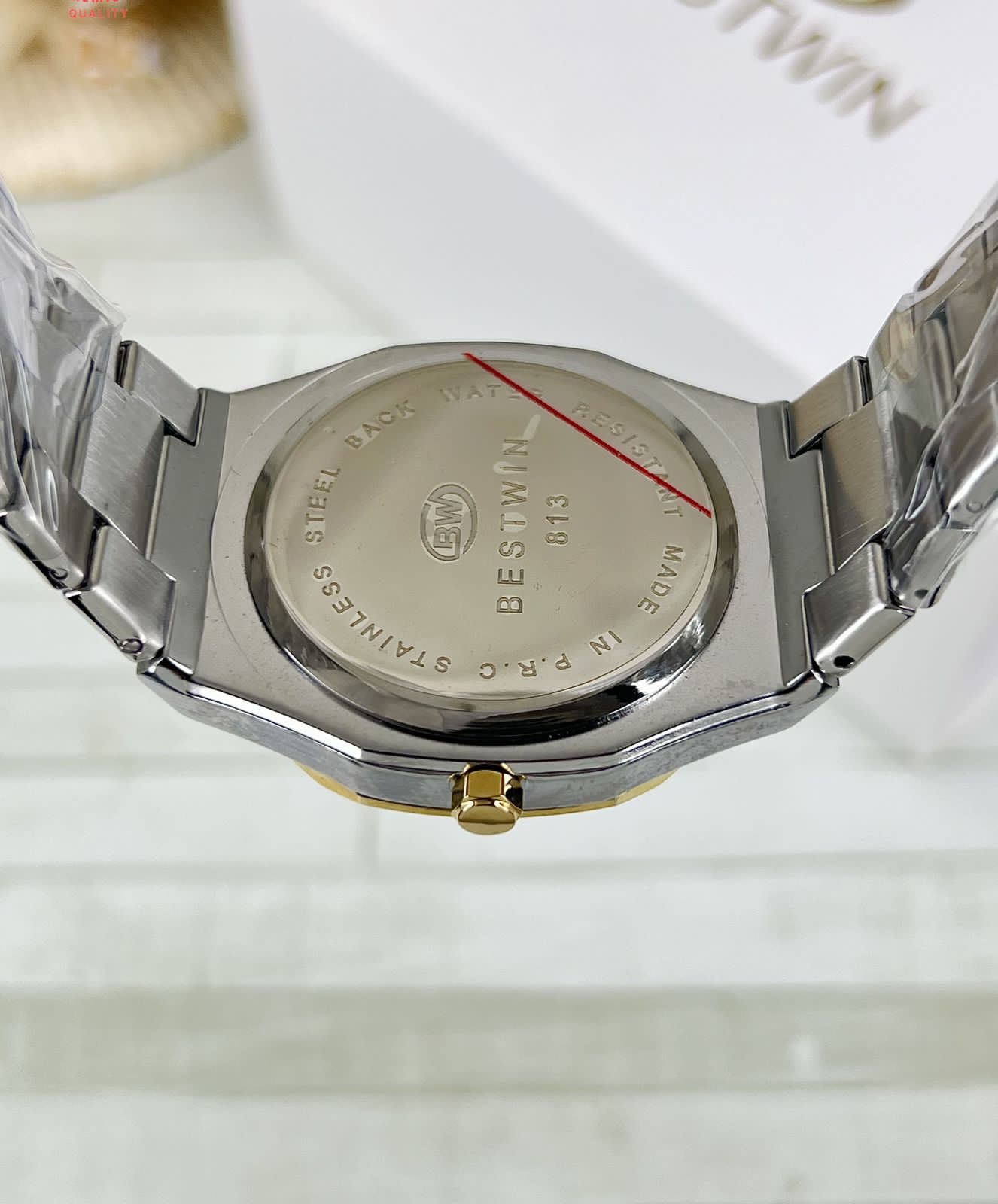 BESTWIN Luxury Two-Tone Stainless Steel Wristwatch with Date Display